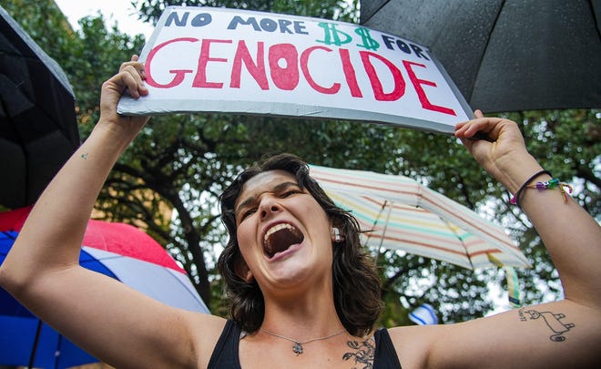 Protests erupted across the U.S. shortly after the start of the Israel-Hamas war in October 2023, and they have only continued to build. In November 2023, at the University of Texas, undergraduate student Arwyn Heilrayneand joined thousands of students in the rain as they demonstrated in front of Gregory Gymnasium and the UT Tower in support of Palestinians.